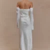 Giselle Off Shoulder Cowl Neck Maxi Dress – White