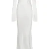 Giselle Off Shoulder Cowl Neck Maxi Dress – White