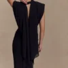 Giulia Chiffon Draped Maxi Dress – Black Giulia Chiffon Draped Maxi Dress – Black