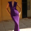 Giulia Chiffon Draped Maxi Dress – Purple
