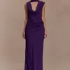 Giulia Chiffon Draped Maxi Dress – Purple