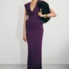 Giulia Chiffon Draped Maxi Dress – Purple