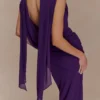 Giulia Chiffon Draped Maxi Dress – Purple