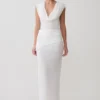 Giulia Chiffon Draped Maxi Dress – White