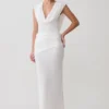 Giulia Chiffon Draped Maxi Dress – White