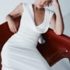 Giulia Chiffon Draped Maxi Dress – White