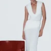 Giulia Chiffon Draped Maxi Dress – White