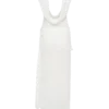 Giulia Chiffon Draped Maxi Dress – White