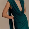 Giulia Chiffon Draped Mini Dress – Dark Emerald Giulia Chiffon Draped Mini Dress – Dark Emerald