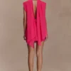 Giulia Chiffon Draped Mini Dress – Raspberry Giulia Chiffon Draped Mini Dress – Raspberry