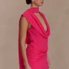 Giulia Chiffon Draped Mini Dress – Raspberry Giulia Chiffon Draped Mini Dress – Raspberry