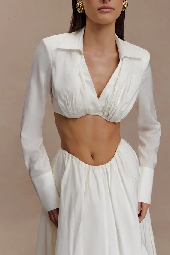 Greta Gathered Maxi Skirt – White Greta Gathered Maxi Skirt – White
