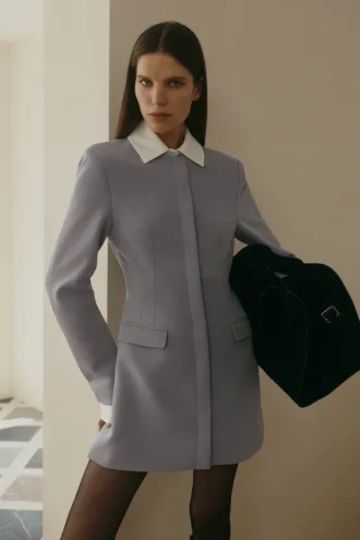 Gretchen Suiting Mini Dress – Grey