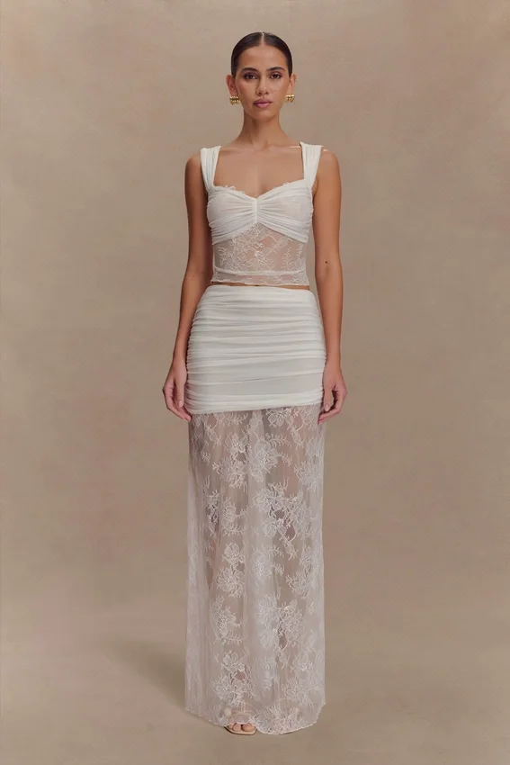 Guinevere Lace And Mesh Top – Ivory Guinevere Lace And Mesh Top – Ivory
