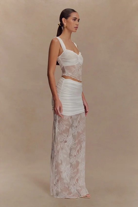 Guinevere Lace And Mesh Top – Ivory Guinevere Lace And Mesh Top – Ivory