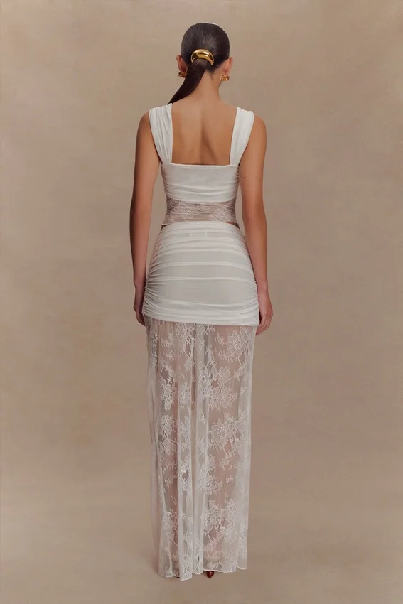 Guinevere Lace And Mesh Top – Ivory Guinevere Lace And Mesh Top – Ivory