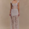 Guinevere Lace And Mesh Maxi Skirt – Lilac