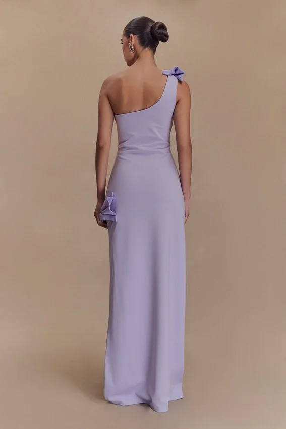 Hallie One Shoulder Bow Maxi Dress – Lilac Hallie One Shoulder Bow Maxi Dress – Lilac