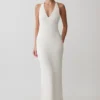 Hana Slinky Plunge Maxi Dress – Ivory