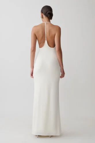 Hana Slinky Plunge Maxi Dress – Ivory