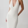 Hana Slinky Plunge Maxi Dress – Ivory