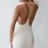 Hana Slinky Plunge Maxi Dress – Ivory