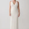Hana Slinky Plunge Maxi Dress – Ivory