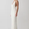 Hana Slinky Plunge Maxi Dress – Ivory