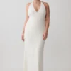 Hana Slinky Plunge Maxi Dress – Ivory