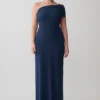 Hanh One Shoulder Mesh Maxi Dress – Ink Blue Hanh One Shoulder Mesh Maxi Dress – Ink Blue