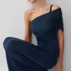 Hanh One Shoulder Mesh Maxi Dress – Ink Blue Hanh One Shoulder Mesh Maxi Dress – Ink Blue