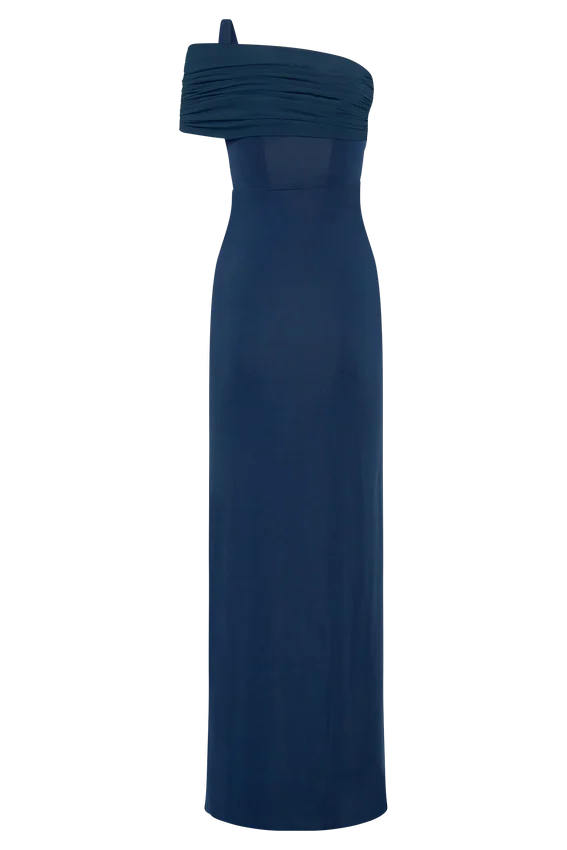 Hanh One Shoulder Mesh Maxi Dress – Ink Blue Hanh One Shoulder Mesh Maxi Dress – Ink Blue