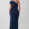 Hanh One Shoulder Mesh Maxi Dress – Ink Blue Hanh One Shoulder Mesh Maxi Dress – Ink Blue