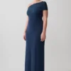 Hanh One Shoulder Mesh Maxi Dress – Ink Blue Hanh One Shoulder Mesh Maxi Dress – Ink Blue