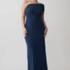 Hanh One Shoulder Mesh Maxi Dress – Ink Blue Hanh One Shoulder Mesh Maxi Dress – Ink Blue
