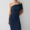 Hanh One Shoulder Mesh Maxi Dress – Ink Blue Hanh One Shoulder Mesh Maxi Dress – Ink Blue