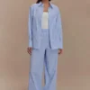 Hansen Wide Leg Pants – Blue Pinstripe