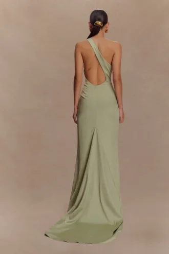 Harper One Shoulder Gown – Sage