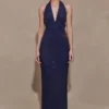 Harriet Halter Neck Diamante Maxi Dress – Navy Harriet Halter Neck Diamante Maxi Dress – Navy