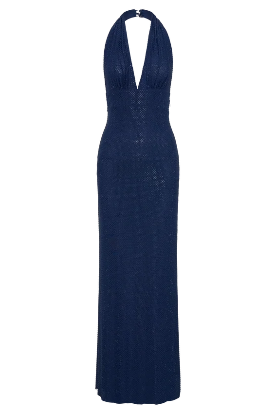 Harriet Halter Neck Diamante Maxi Dress – Navy Harriet Halter Neck Diamante Maxi Dress – Navy