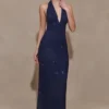 Harriet Halter Neck Diamante Maxi Dress – Navy Harriet Halter Neck Diamante Maxi Dress – Navy