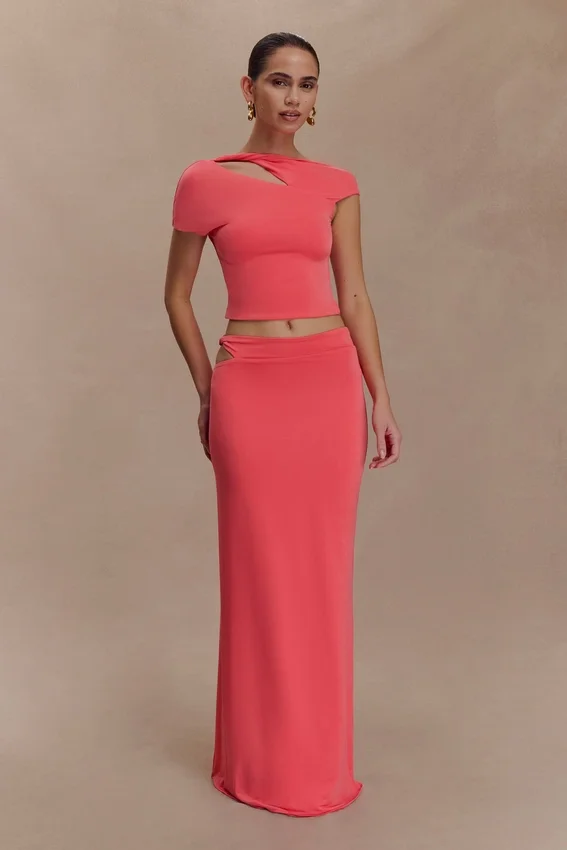 Haven Slinky Twist Midi Skirt – Coral Haven Slinky Twist Midi Skirt – Coral