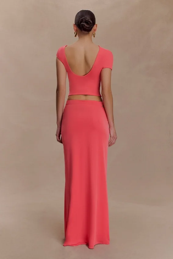 Haven Slinky Twist Midi Skirt – Coral Haven Slinky Twist Midi Skirt – Coral