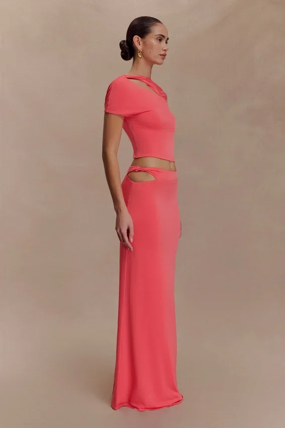 Haven Slinky Twist Midi Skirt – Coral Haven Slinky Twist Midi Skirt – Coral