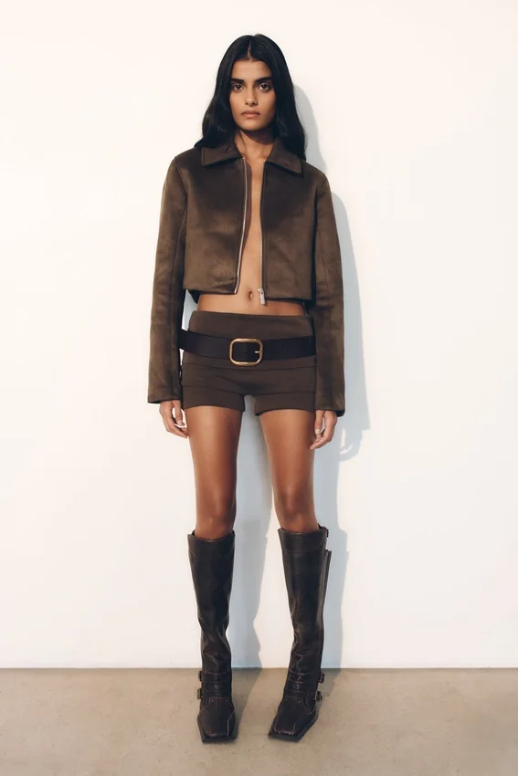 Hayes Faux Suede Collared Jacket – Chocolate Hayes Faux Suede Collared Jacket – Chocolate