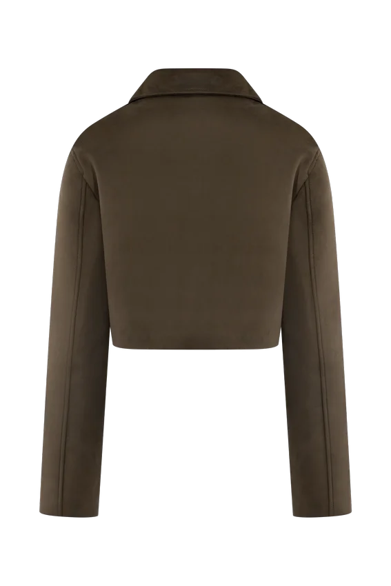 Hayes Faux Suede Collared Jacket – Chocolate Hayes Faux Suede Collared Jacket – Chocolate