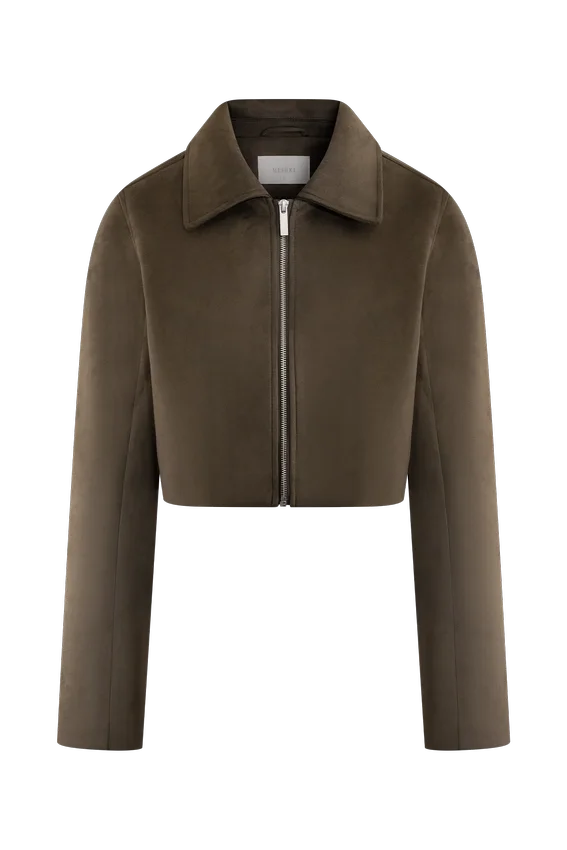 Hayes Faux Suede Collared Jacket – Chocolate Hayes Faux Suede Collared Jacket – Chocolate