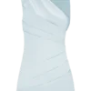 Helena One Shoulder Linen Mini Dress – Powder Blue Helena One Shoulder Linen Mini Dress – Powder Blue