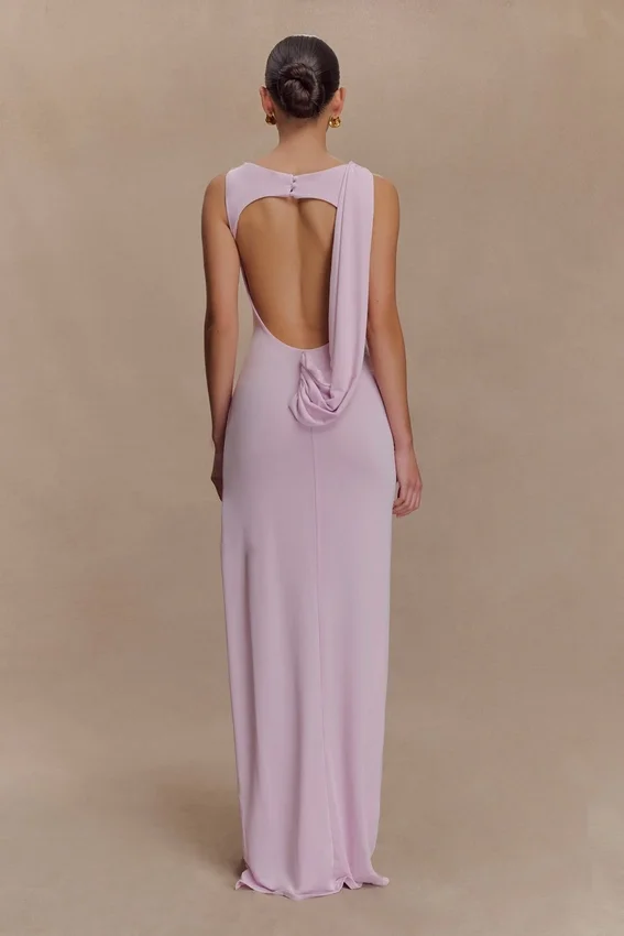 Henley Slinky Drape Maxi Dress – Baby Pink Henley Slinky Drape Maxi Dress – Baby Pink