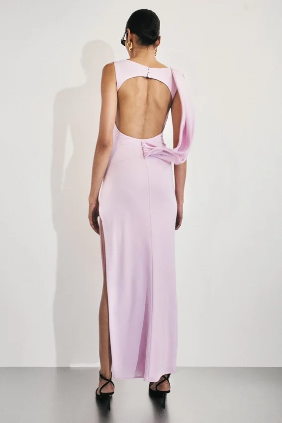 Henley Slinky Drape Maxi Dress – Baby Pink Henley Slinky Drape Maxi Dress – Baby Pink